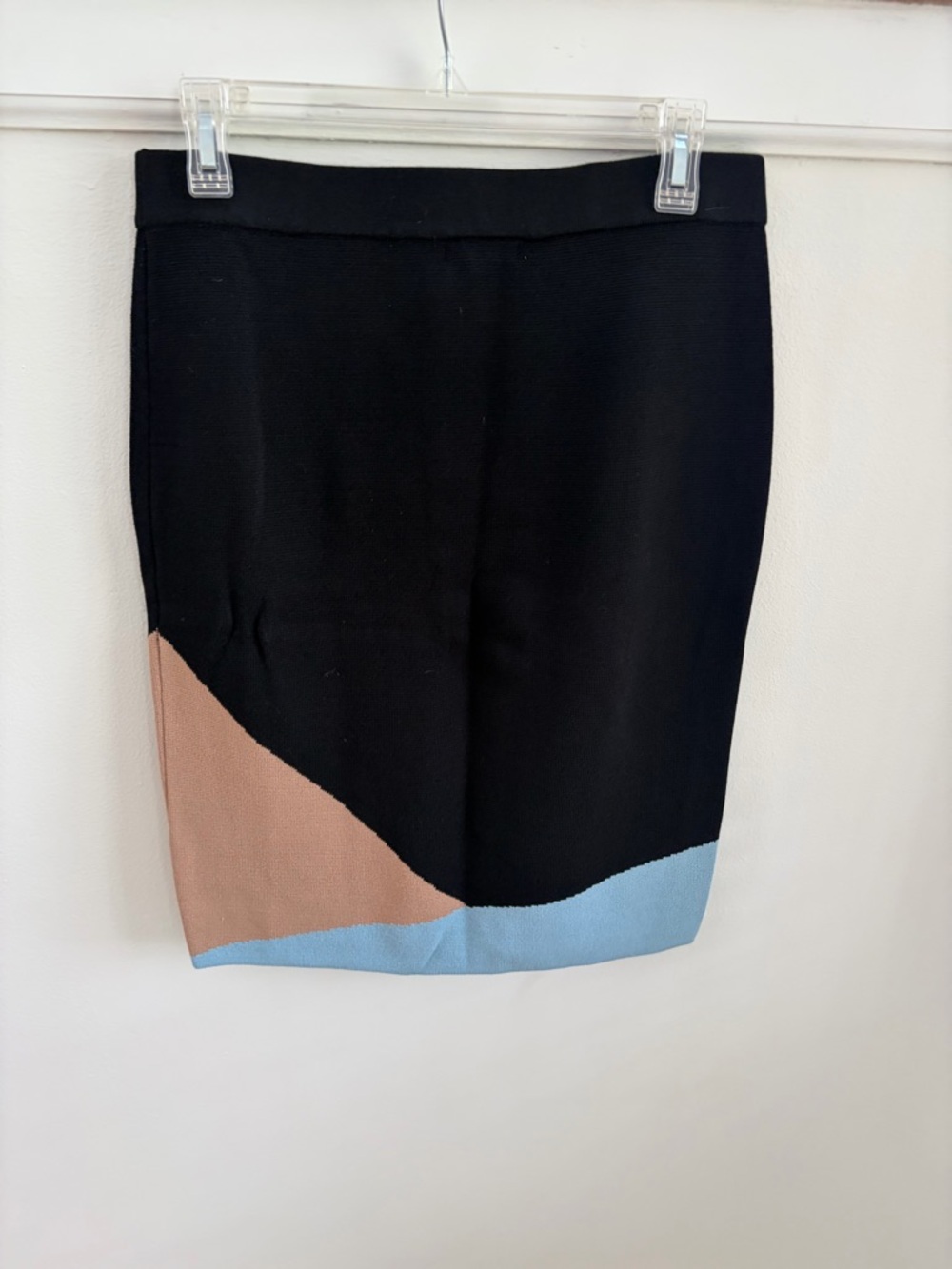 Alfani Black Pencil Skirt with Light Blue and Tan Colorblock